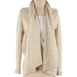 VINCE Yak Wool Knit Open Front Rolled Collar Cardigan Ribbed Cuffs Oatmeal XS